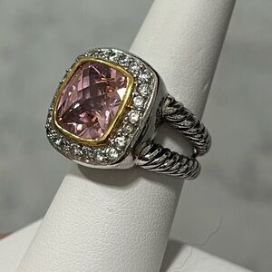 Silver tone pink stone ring - yurmin style